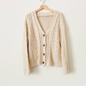 525 America XS oversized cable knit cream cardigan